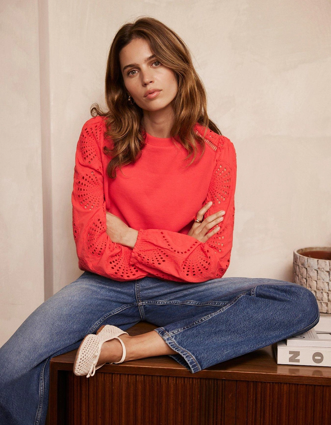 Red Broderie Sweatshirt, 2 of 1