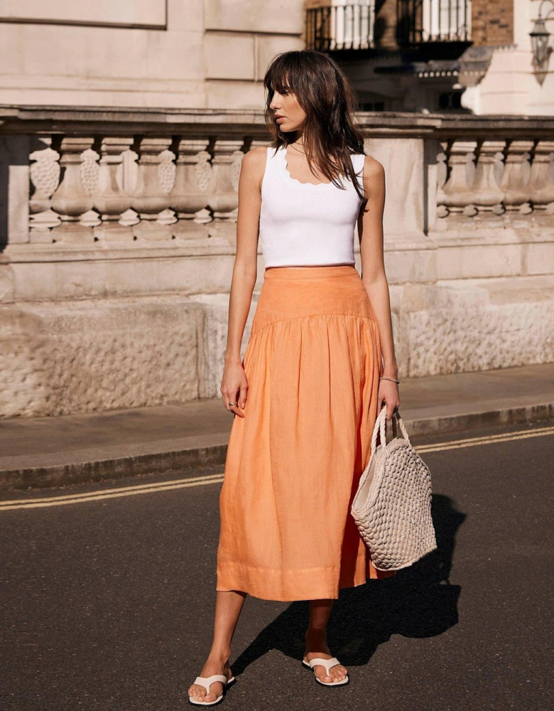 Drop Waist Maxi Skirt - Orange