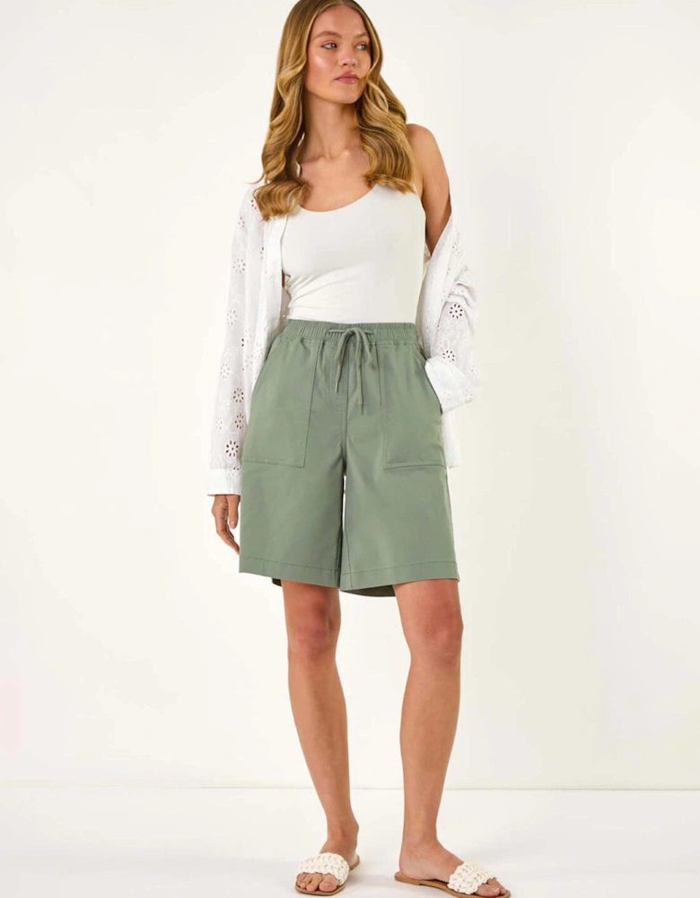 Drawcord Detail Pocket Shorts - Green