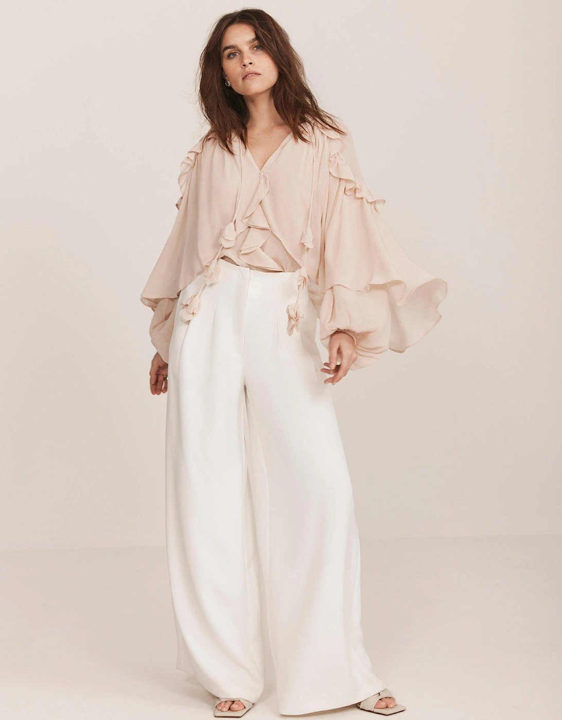 Neutral Cape Ruffle Blouse, 2 of 1