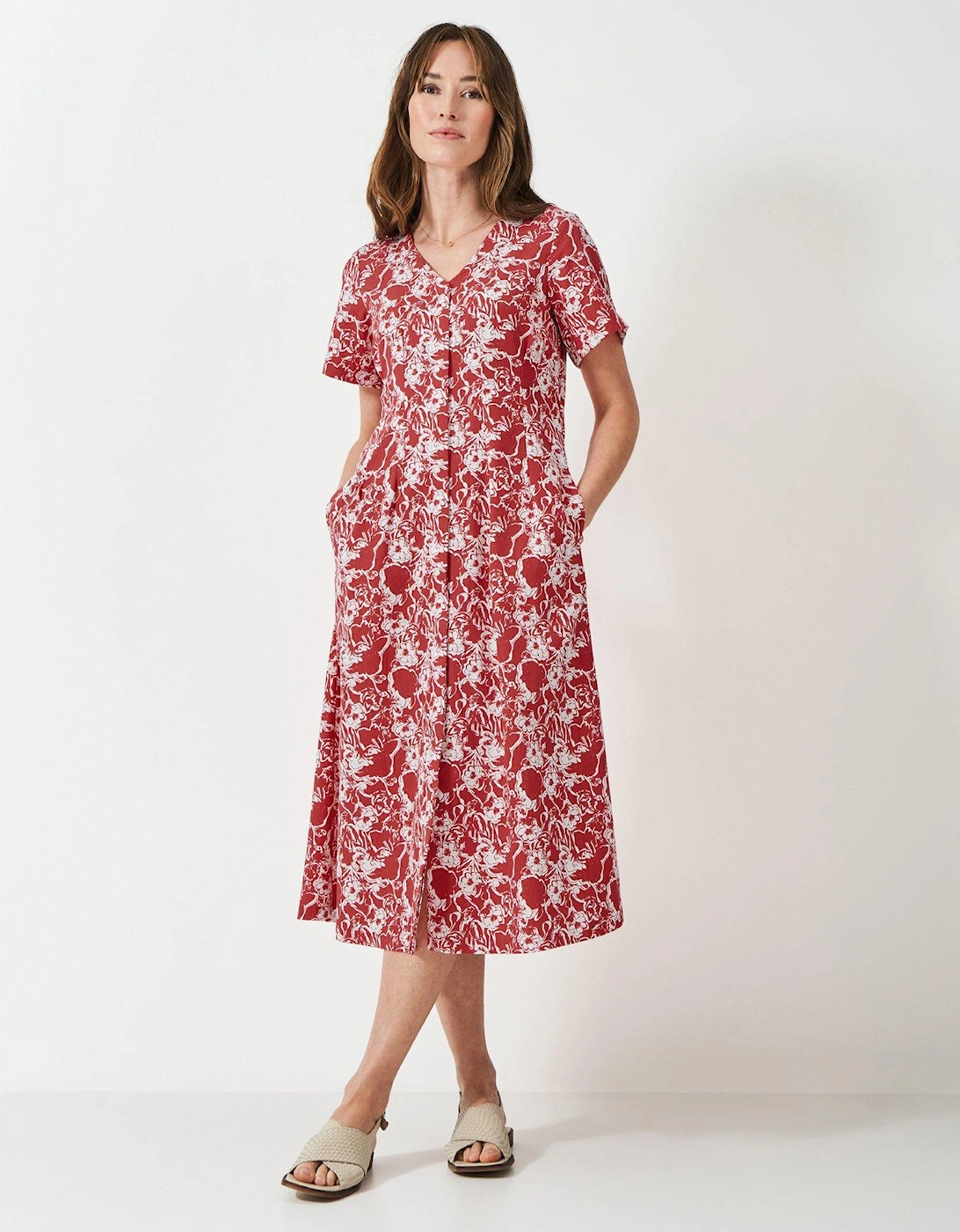 Jenna Darted Lyocell Dress - Red, 2 of 1