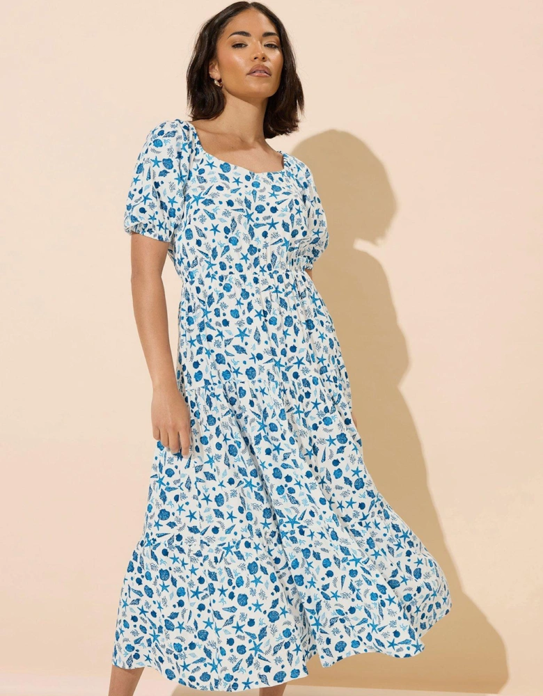 Petite Puff Sleeve Midi Dress