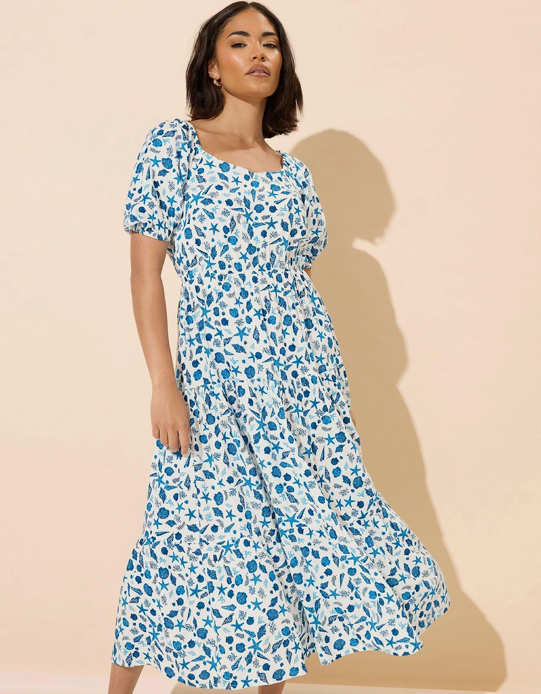 Petite Puff Sleeve Midi Dress, 2 of 1