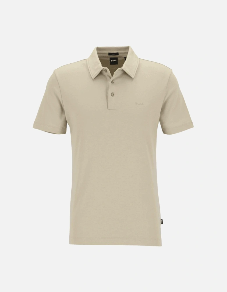 Palosh Cotton Rubberised Logo Beige Polo Shirt
