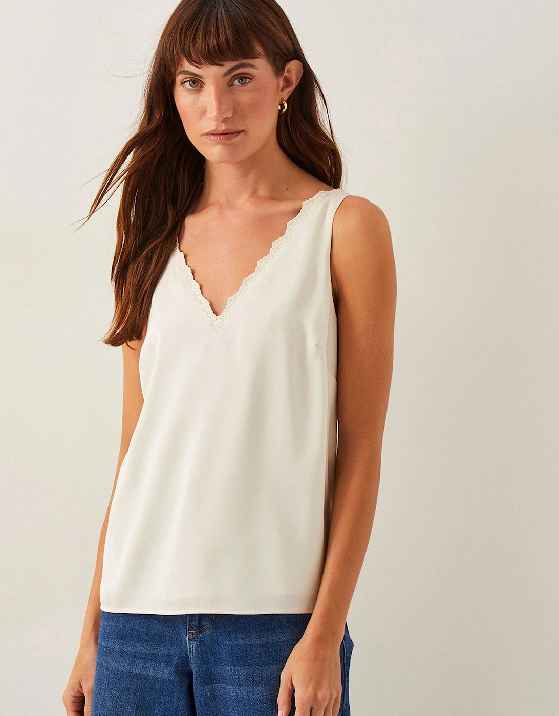 Heidi Satin Cami Top - Ivory, 2 of 1