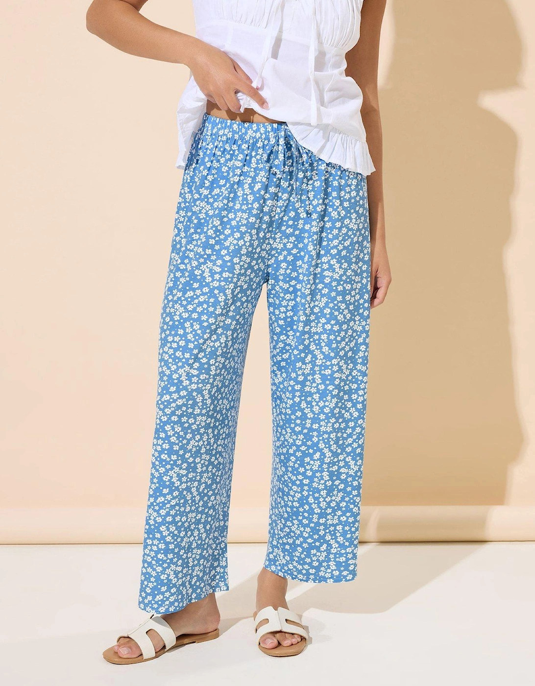 Petite Ditsy Crop Wide Leg Trouser, 2 of 1