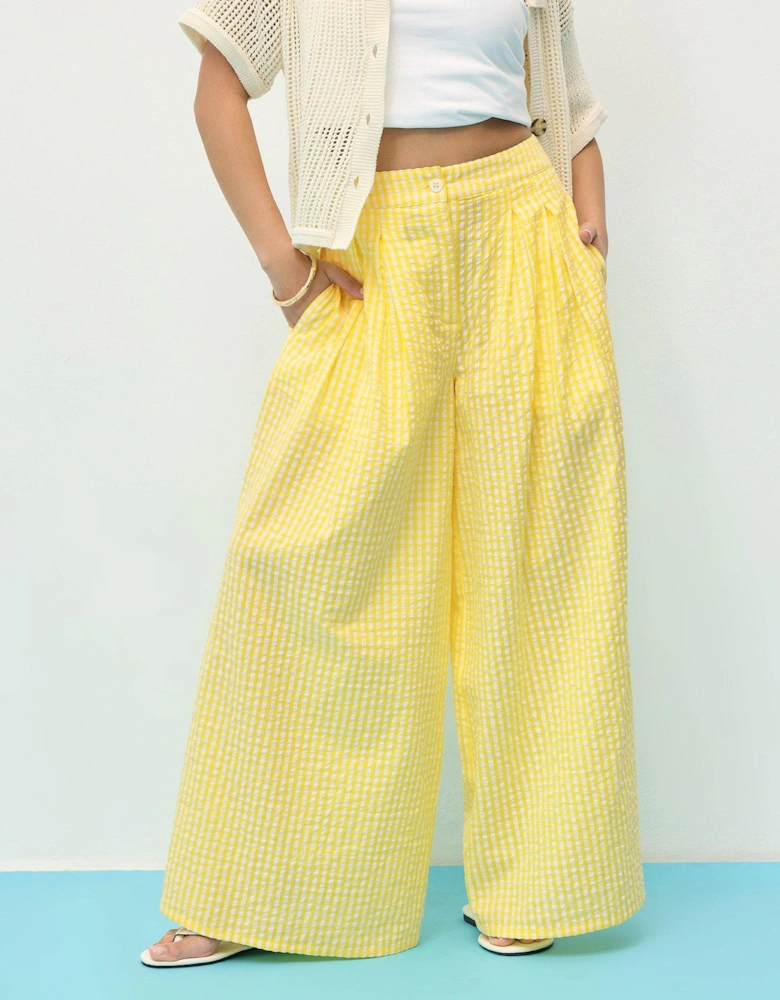 Petite Gingham Palazzo Trouser
