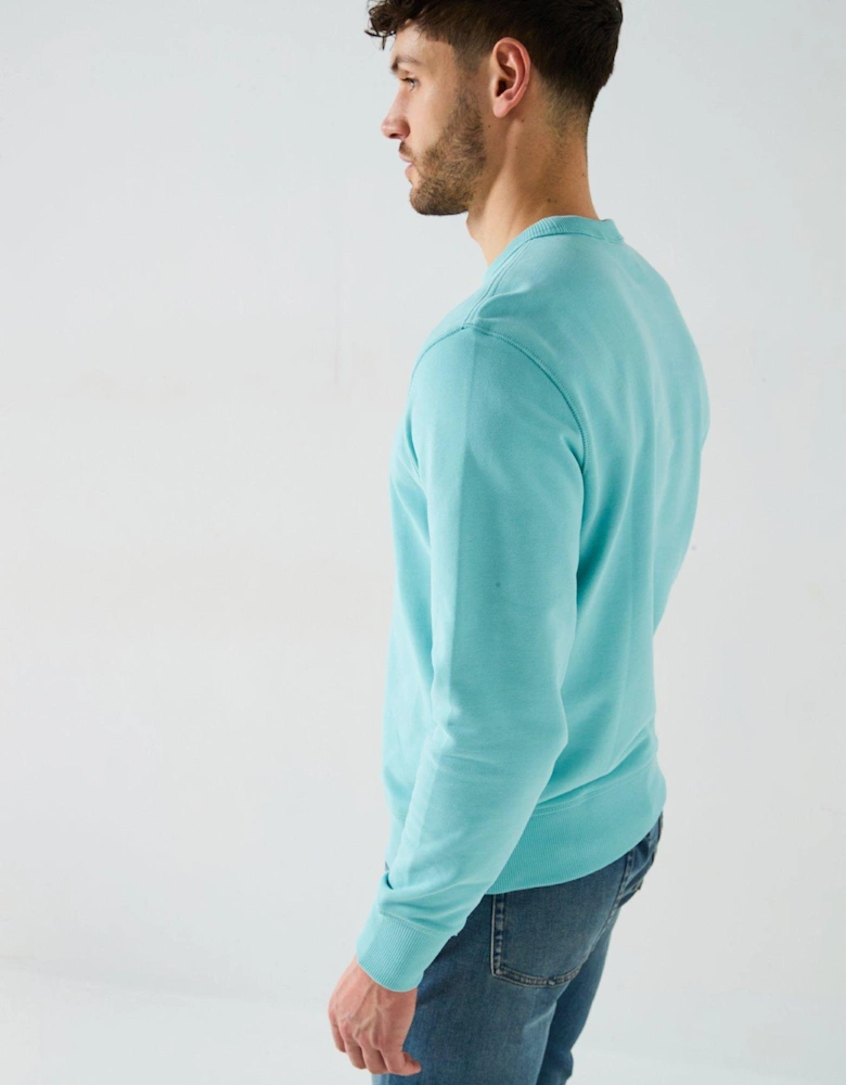 Woven Label Crew Neck Sweatshirt - Light Green