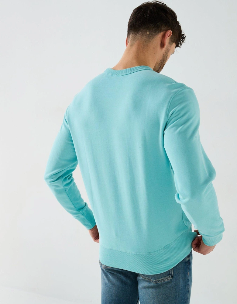 Woven Label Crew Neck Sweatshirt - Light Green
