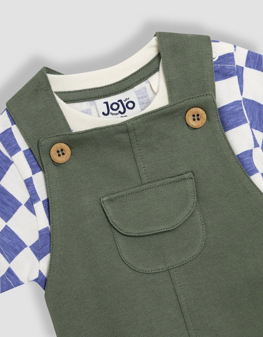 Baby Boys 3-piece Cargo Dungarees & T-shirt Set With Hat - Khaki