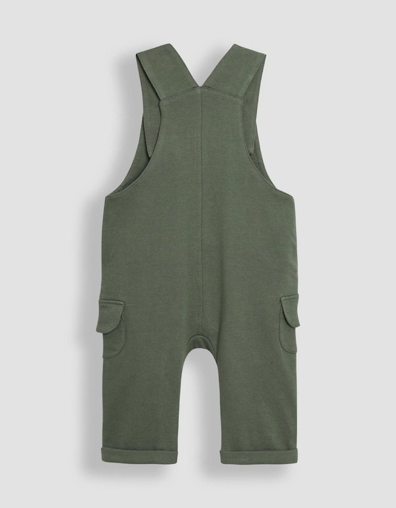 Baby Boys 3-piece Cargo Dungarees & T-shirt Set With Hat - Khaki