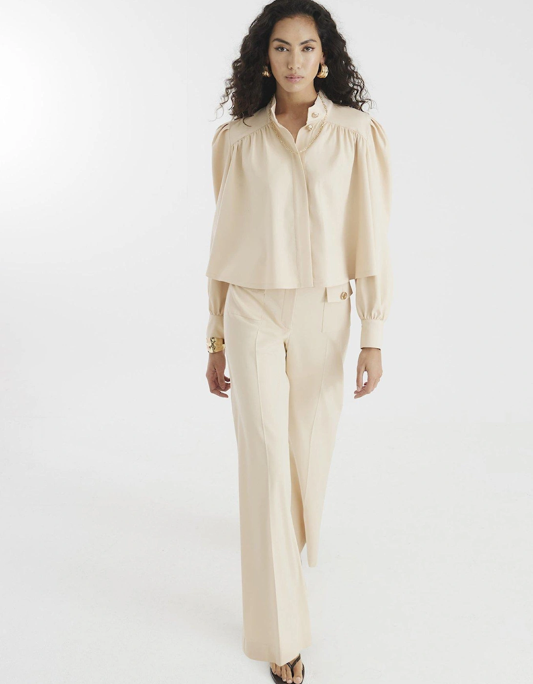 Button Front Straight Leg Trousers, 2 of 1