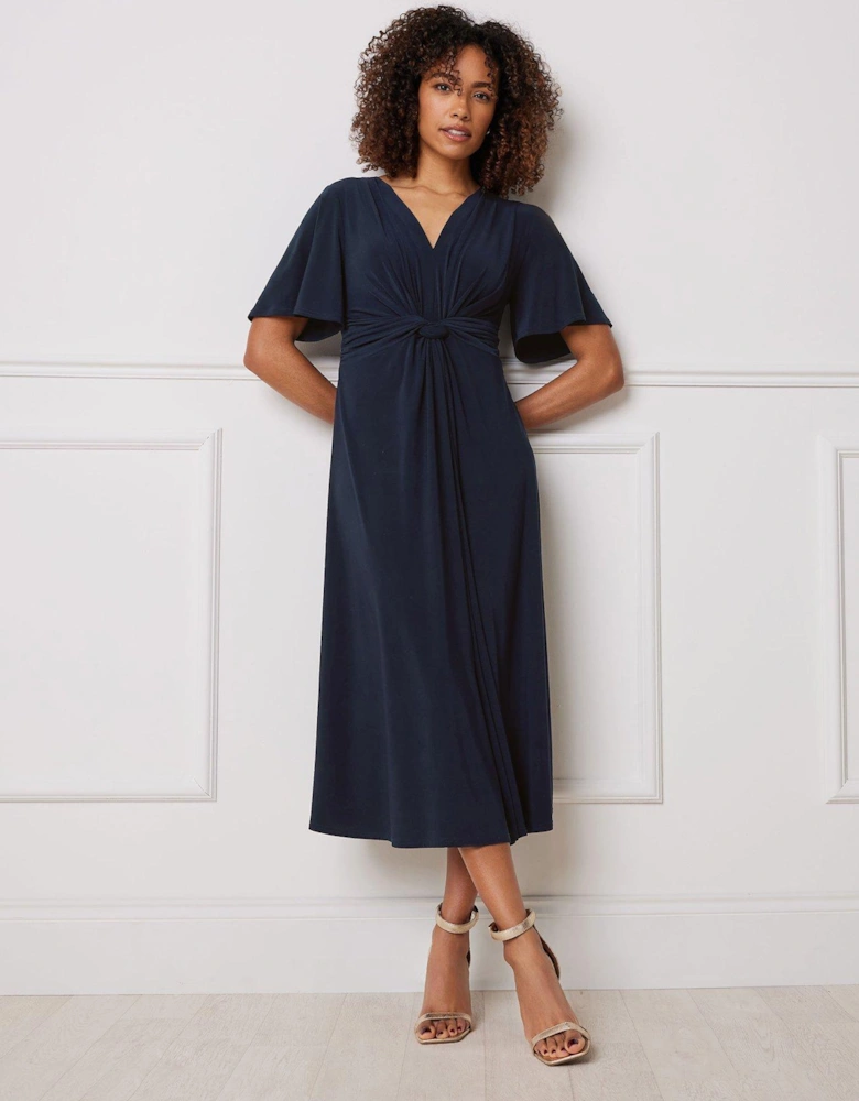 Short Sleeve Twist Dress - Blue