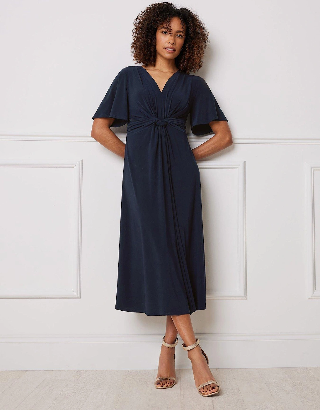 Short Sleeve Twist Dress - Blue, 2 of 1