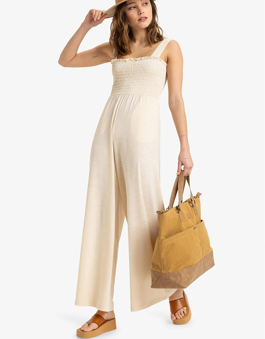 Womens Just Passing By Jumpsuit All-in-One - Beige, 2 of 1