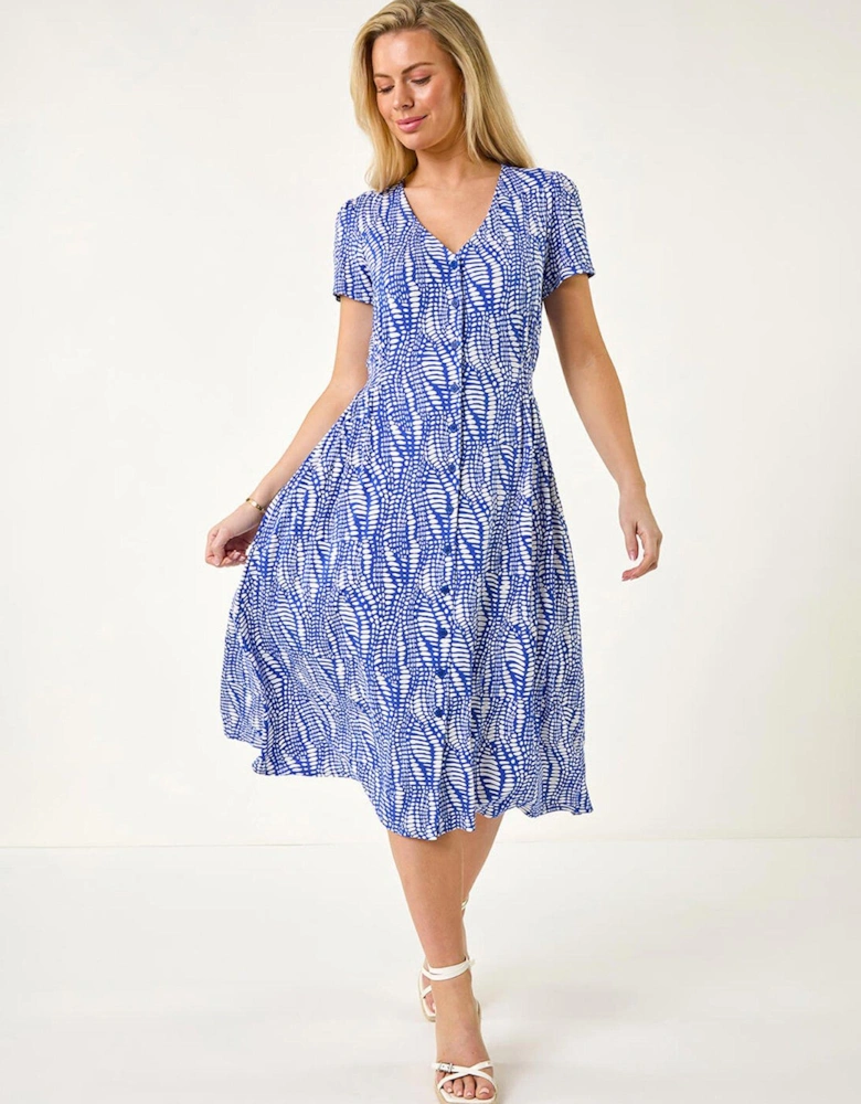 Petite Shirred Waist Button Dress
