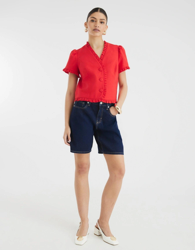 Longline Bermuda Short - Dark Denim - Blue