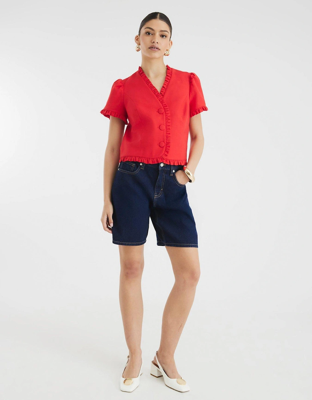Longline Bermuda Short - Dark Denim - Blue