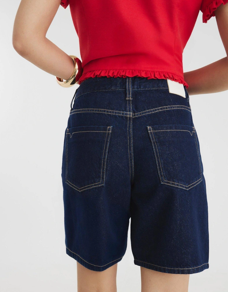 Longline Bermuda Short - Dark Denim - Blue