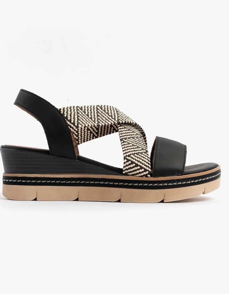 D2L54-03 Womens Sandals Black Combination