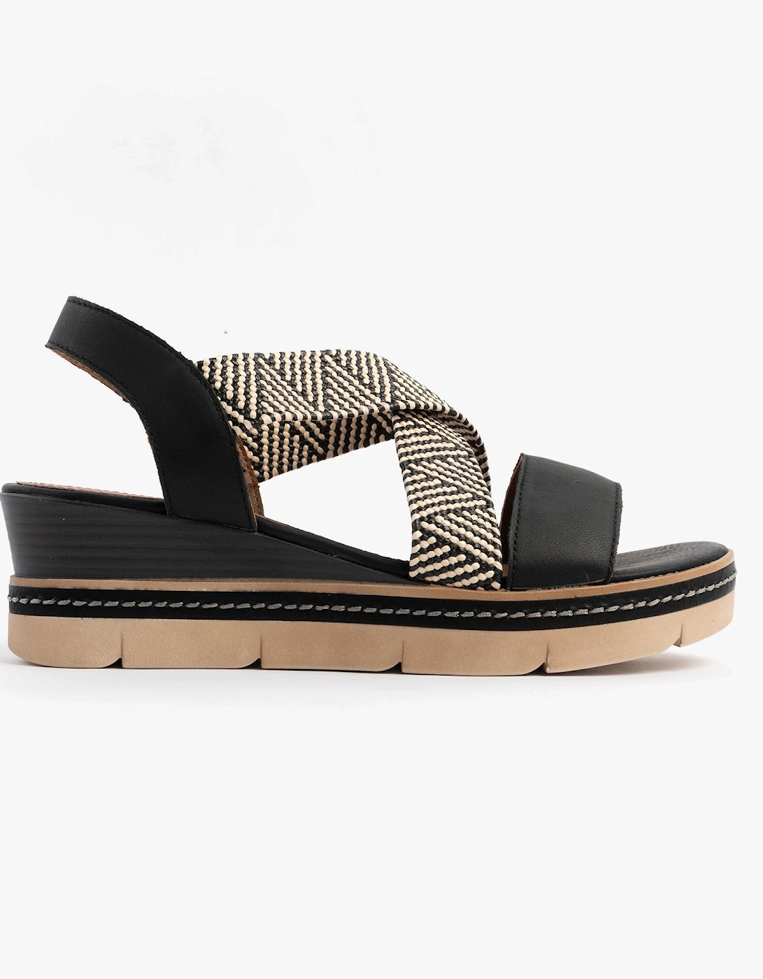 D2L54-03 Womens Sandals Black Combination, 7 of 6