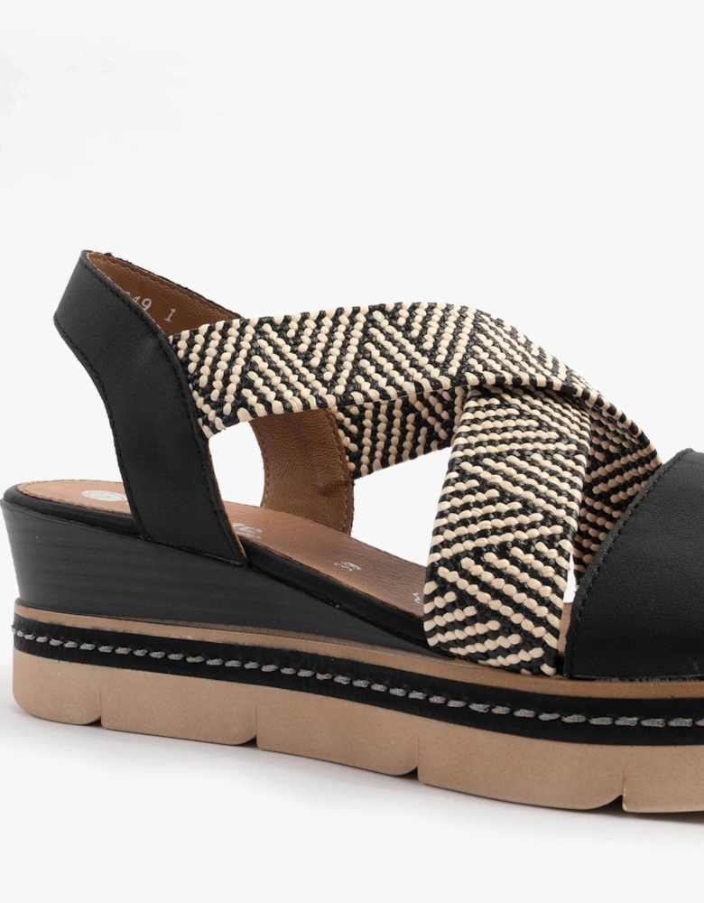 D2L54-03 Womens Sandals Black Combination