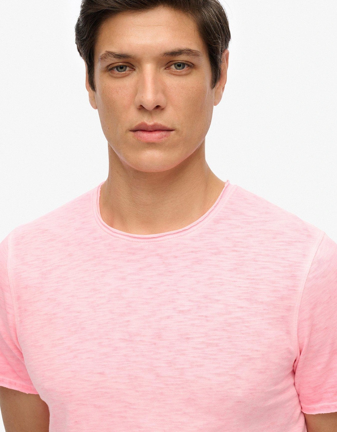 Raw Edge Slub T-Shirt - Pink