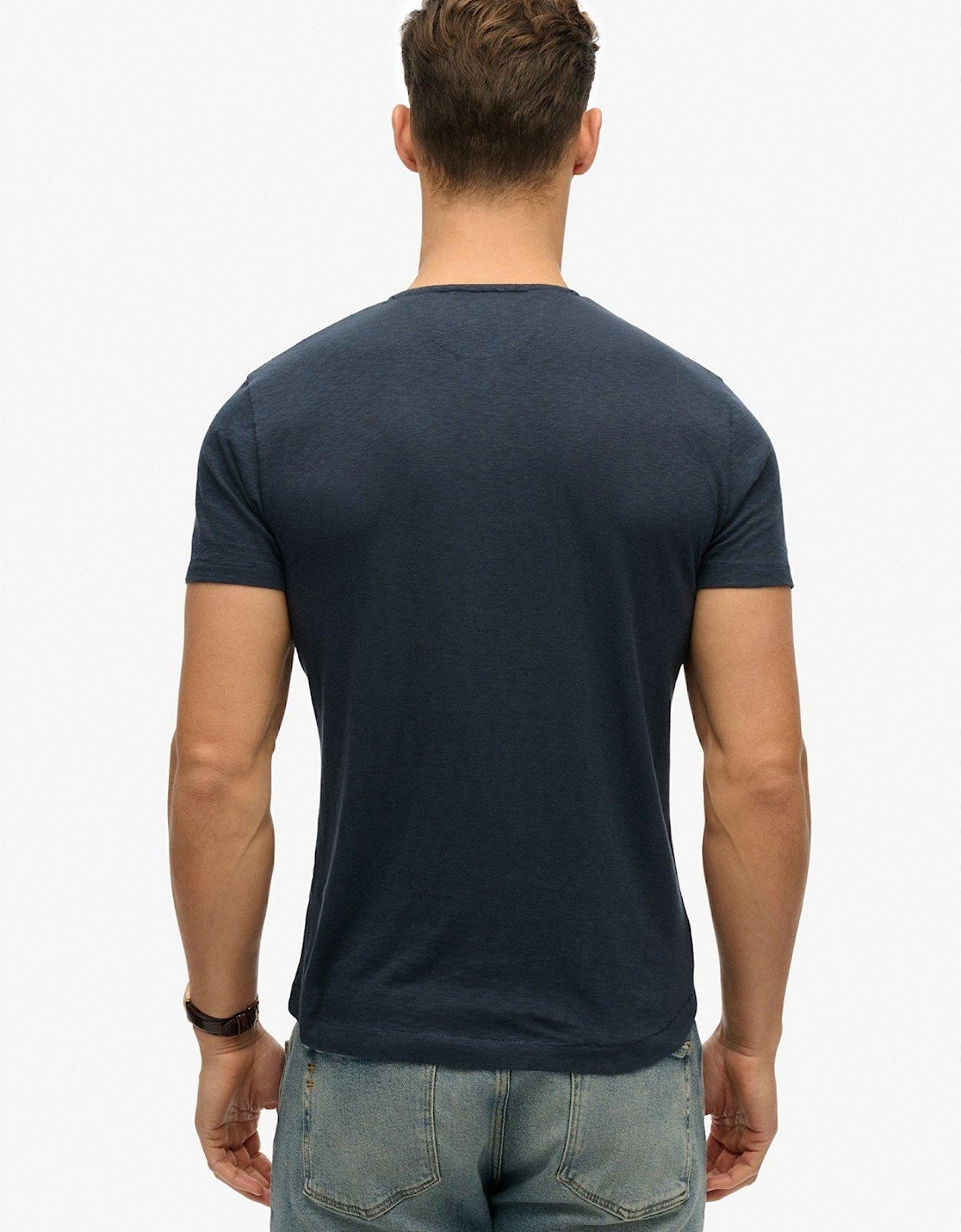 Merchant Short Sleeve Grandad Jersey T-Shirt - Navy