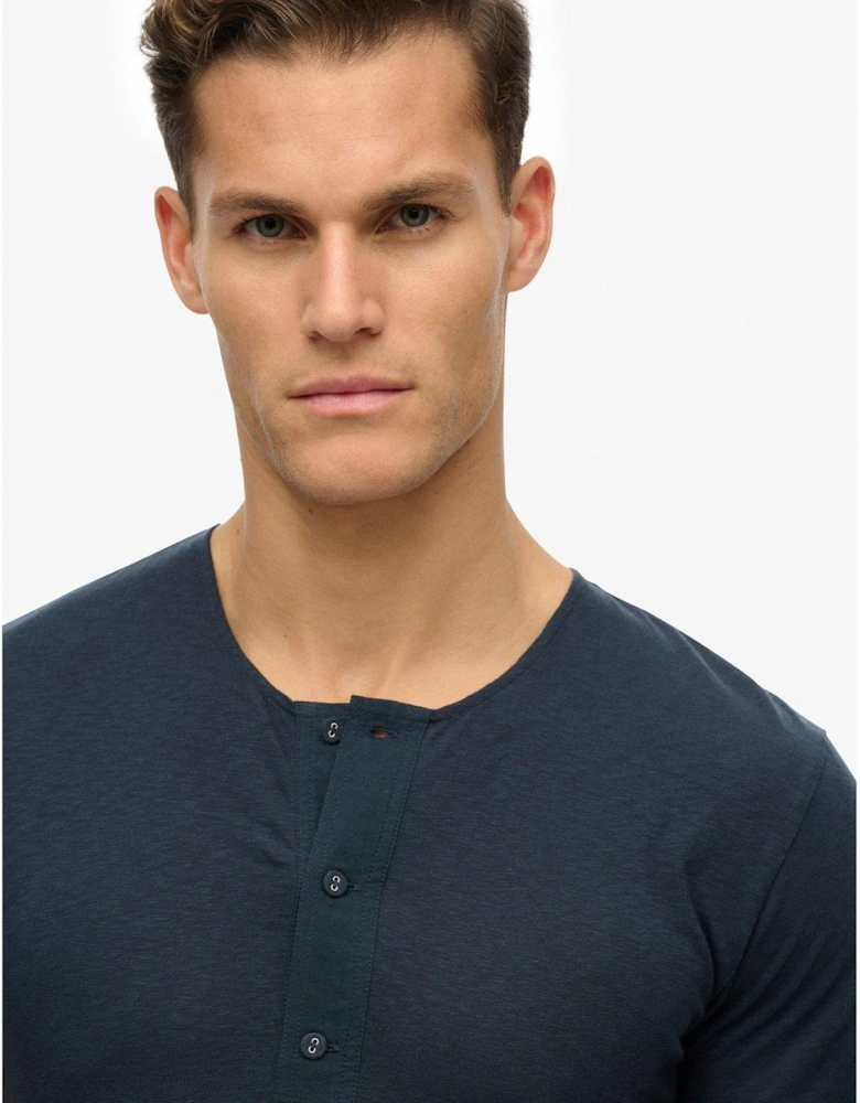 Merchant Short Sleeve Grandad Jersey T-Shirt - Navy