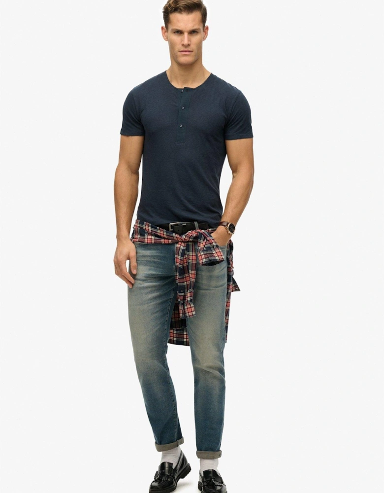 Merchant Short Sleeve Grandad Jersey T-Shirt - Navy
