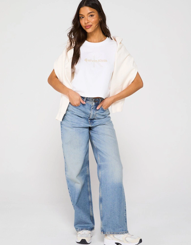 Monogram Logo Cropped T-shirt - White