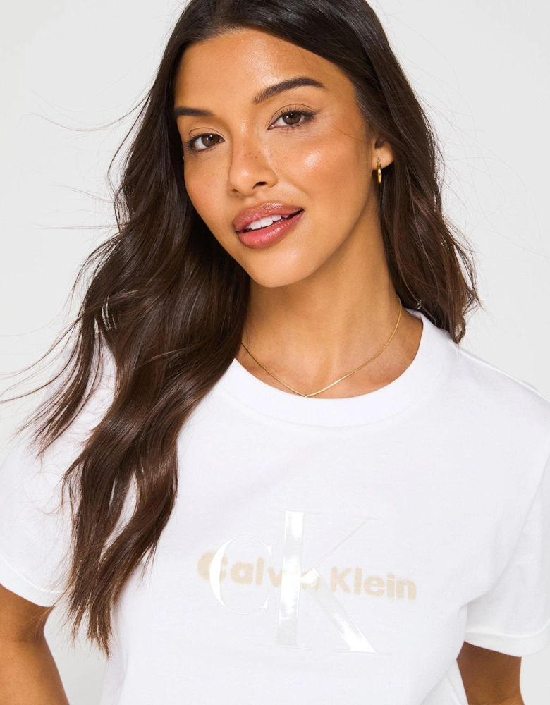 Monogram Logo Cropped T-shirt - White