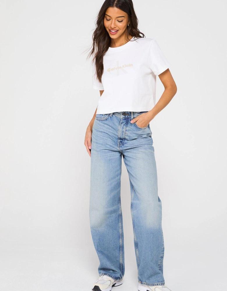 Monogram Logo Cropped T-shirt - White