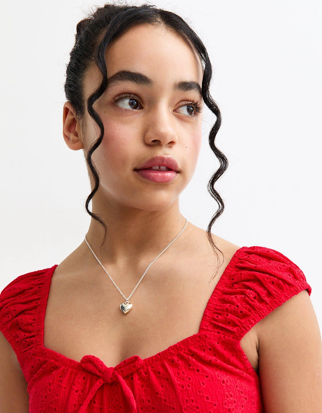 Girls Broderie Anglaise Dress - Red