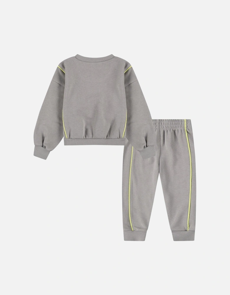 Kids Girls Essentials Crew And Jogger Set - Grey