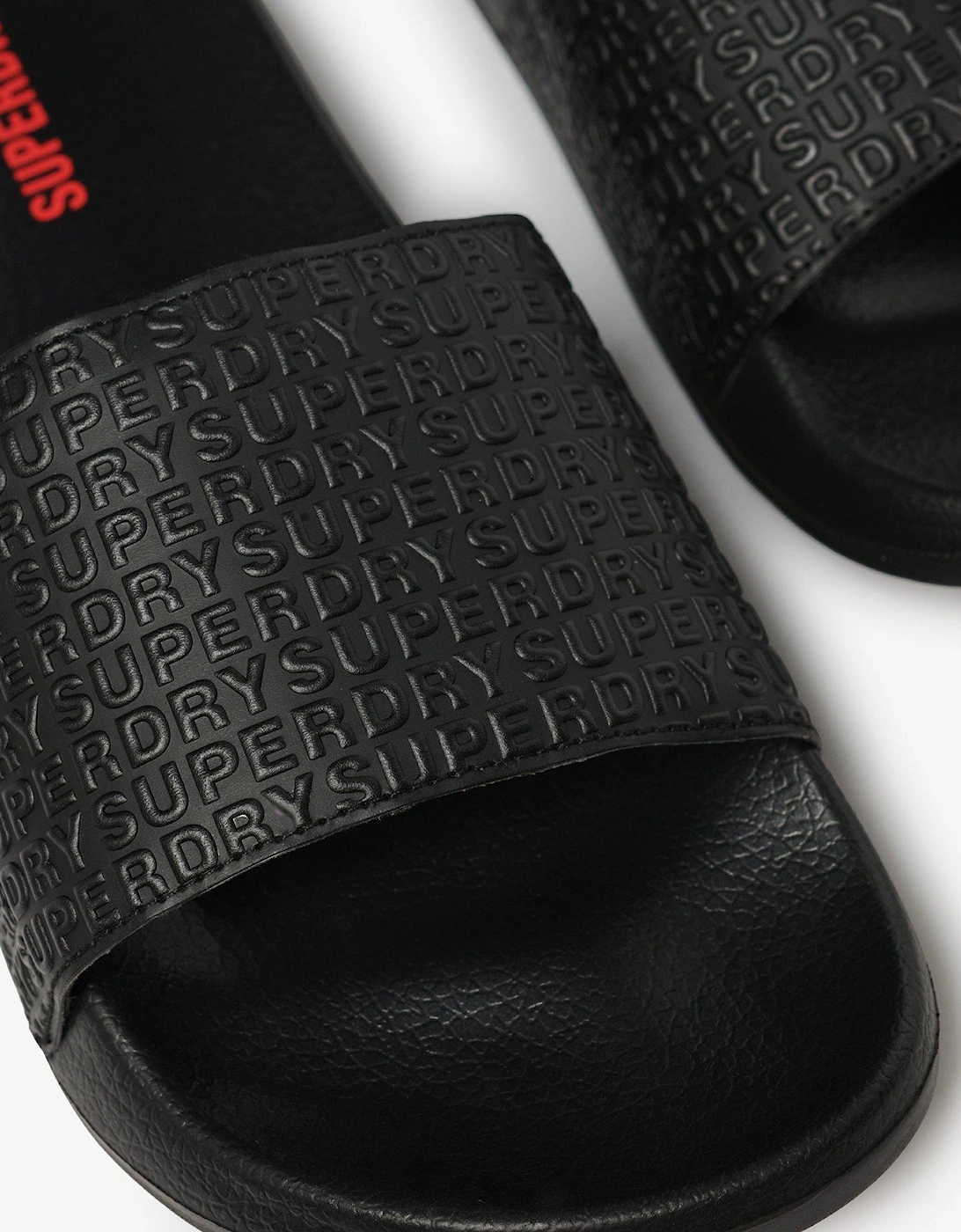 Aop Embossed Pool Sliders - Black