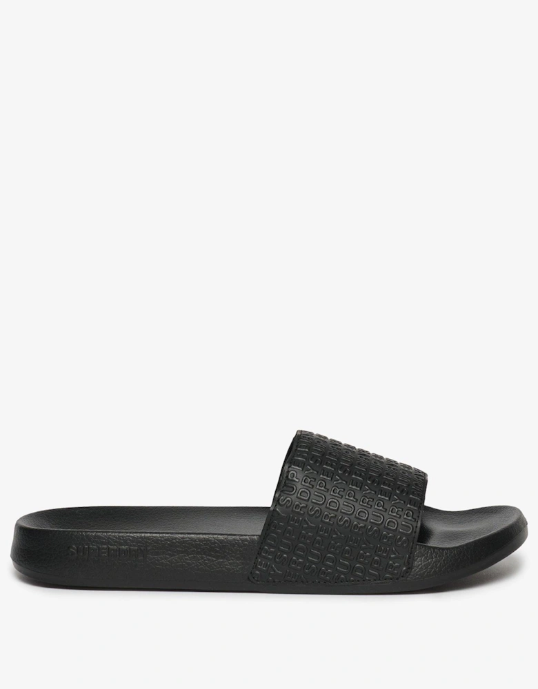 Aop Embossed Pool Sliders - Black
