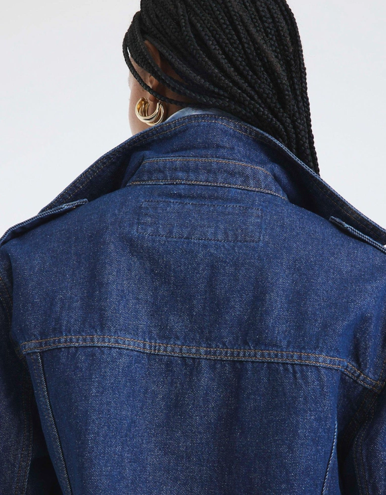 Denim Biker Jacket - Denim - Blue