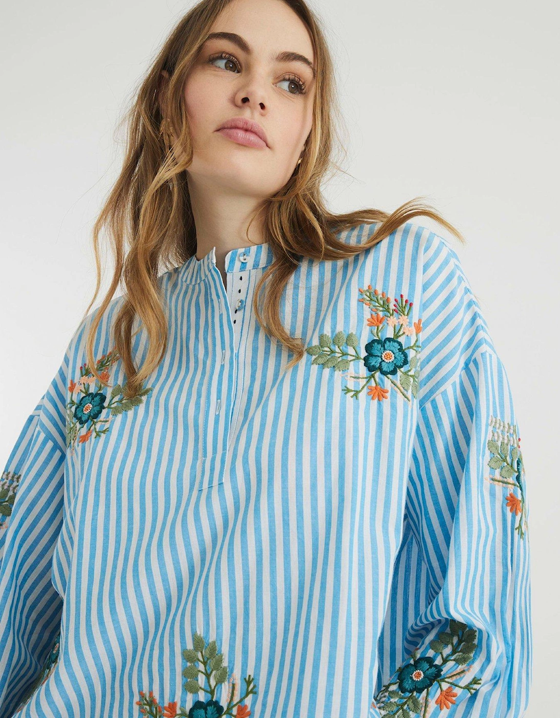 Floral Stripe Shirt - Blue