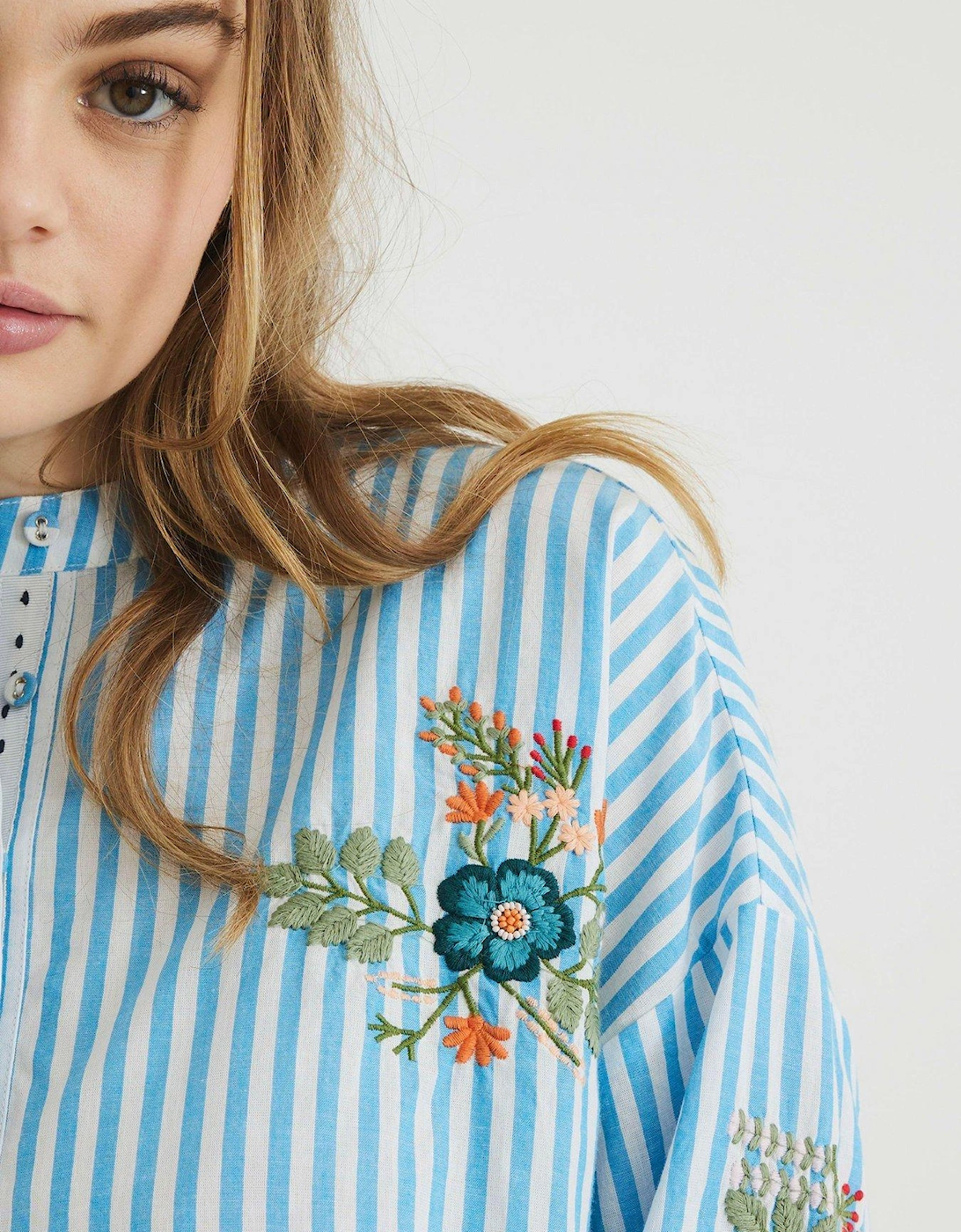 Floral Stripe Shirt - Blue