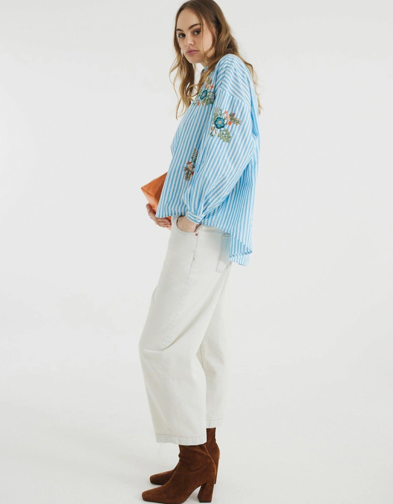 Floral Stripe Shirt - Blue