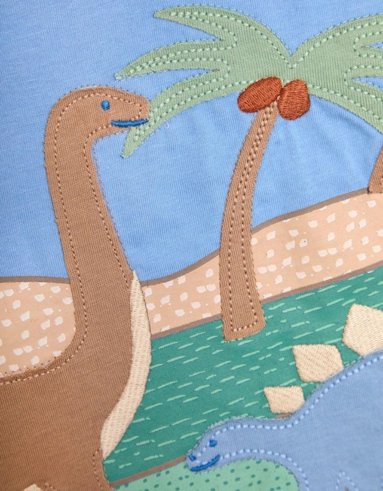 Boys Dinosaur Scene Printed Top - Blue
