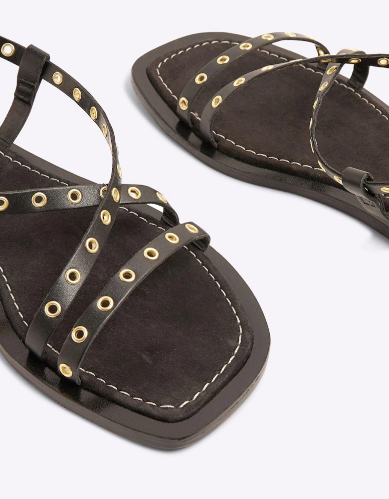 Eyelet Strappy Sandal - Black