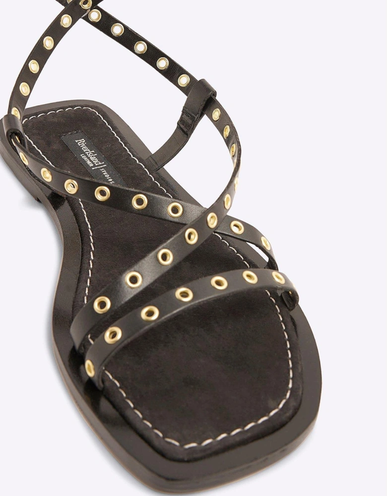 Eyelet Strappy Sandal - Black