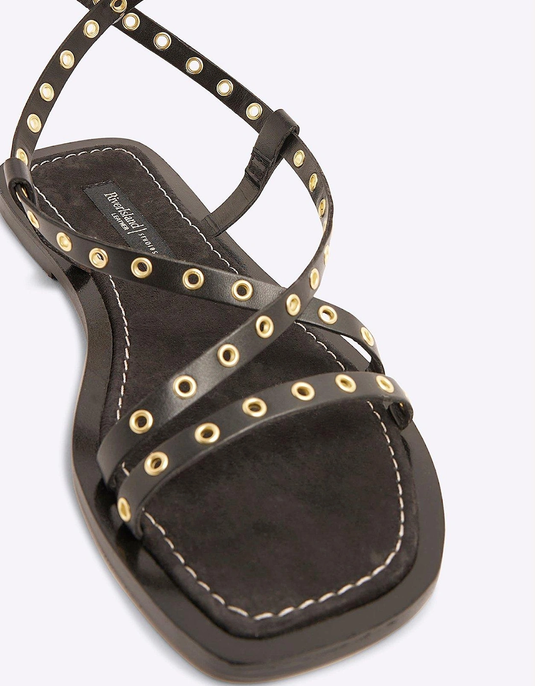 Eyelet Strappy Sandal - Black