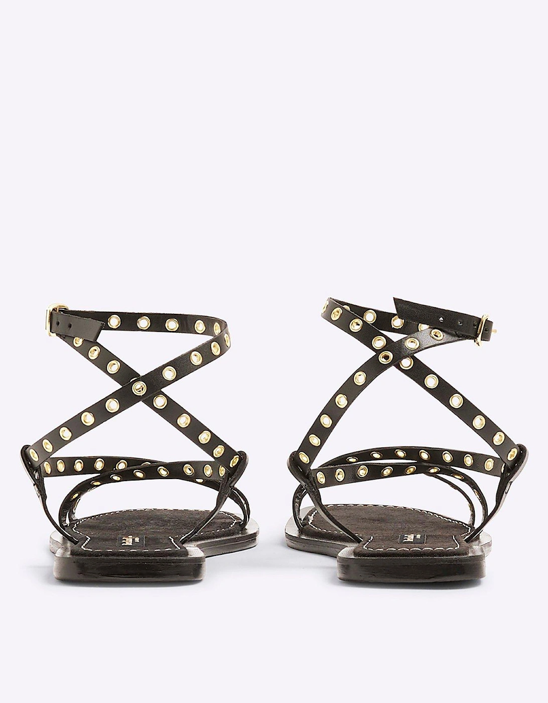 Eyelet Strappy Sandal - Black