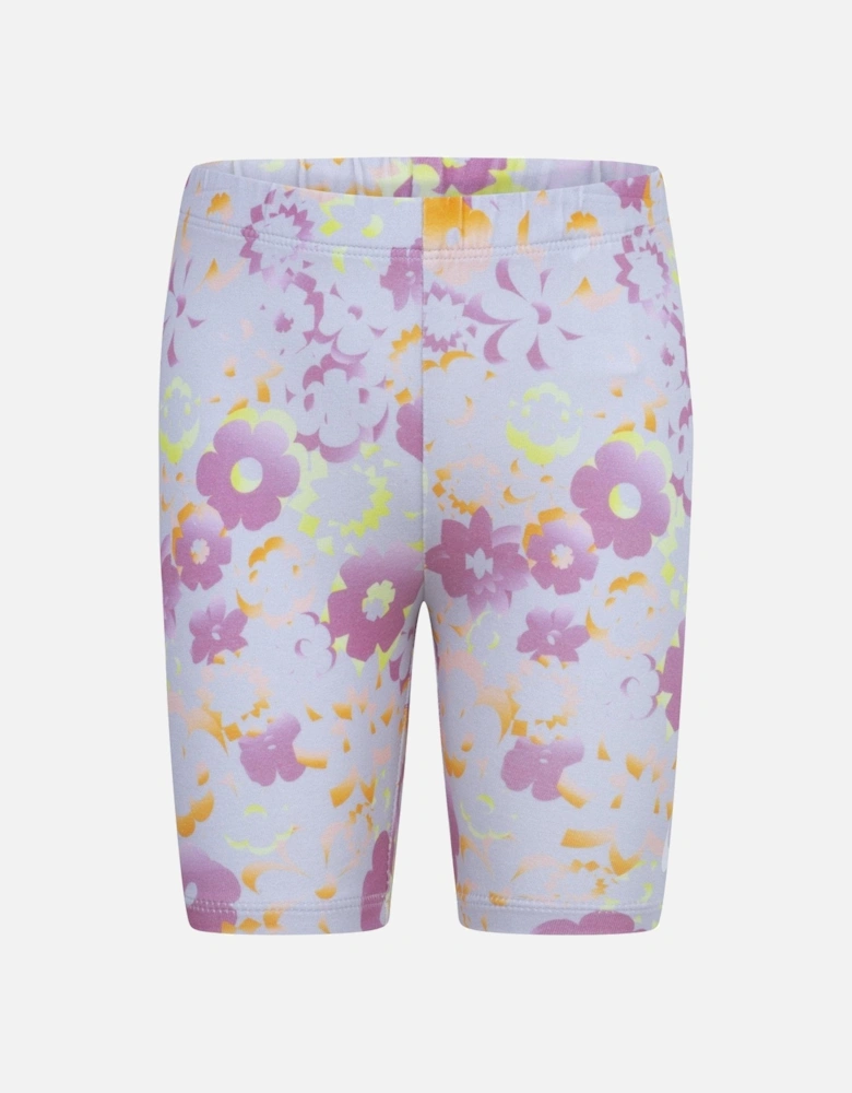Kids Girls Floral S/s T-shirt And Bike Short Set - Pink