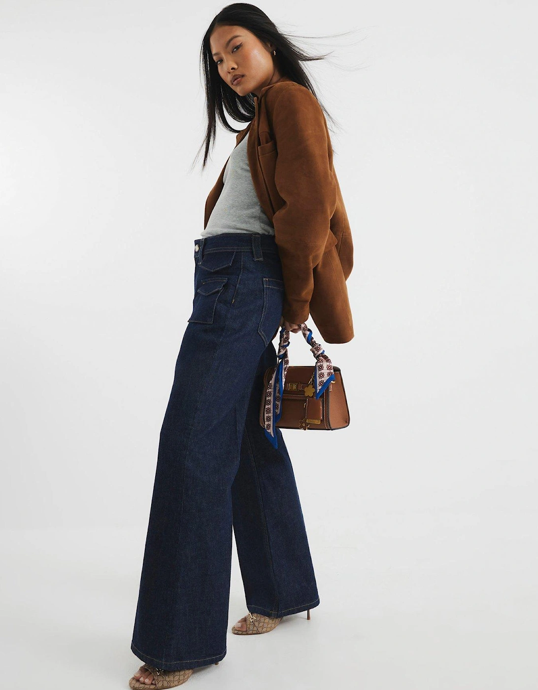 High Rise Relaxed Flare Jean - Blue