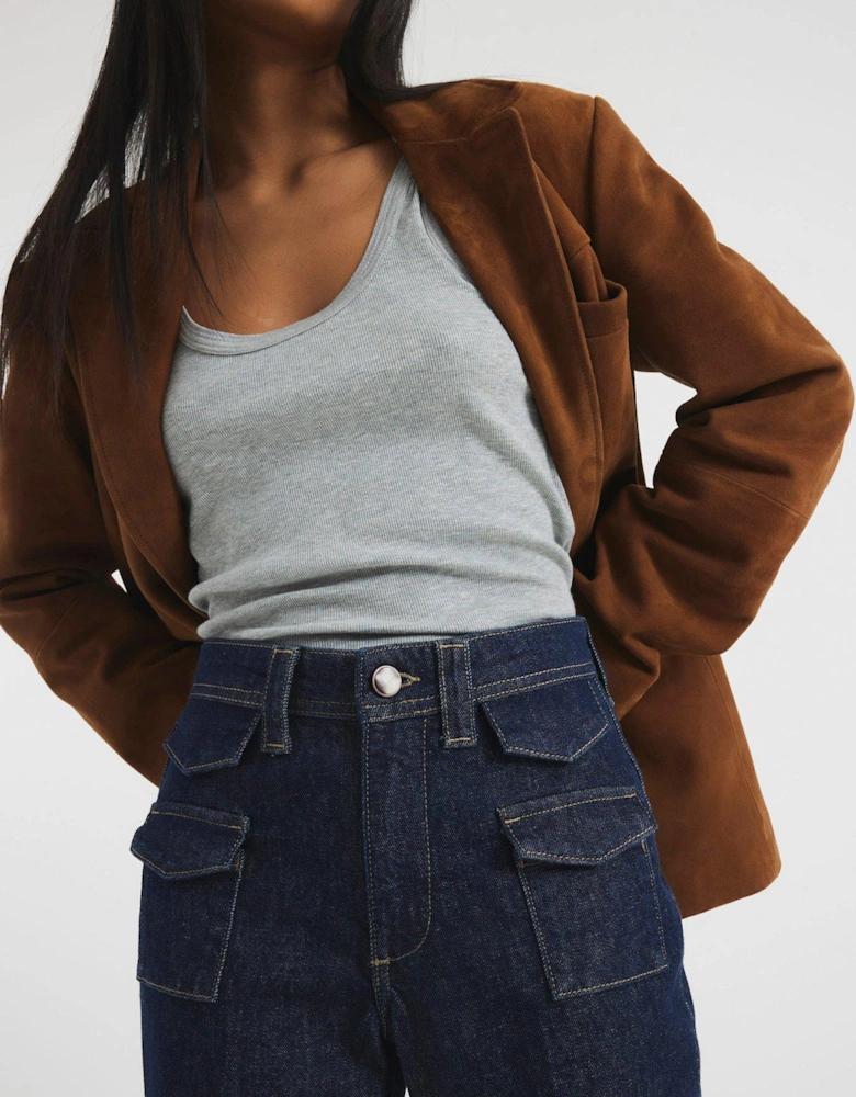 High Rise Relaxed Flare Jean - Blue
