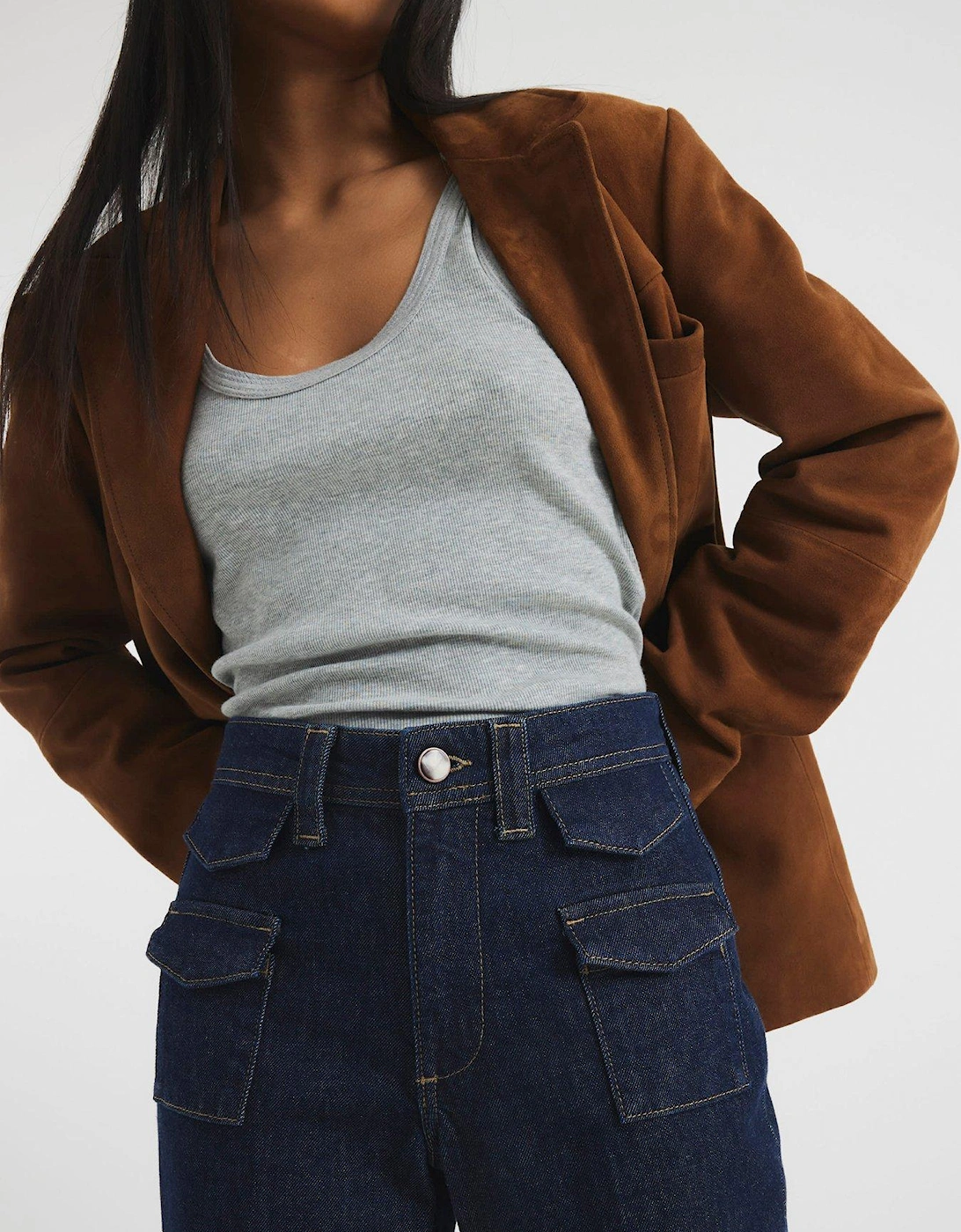 High Rise Relaxed Flare Jean - Blue